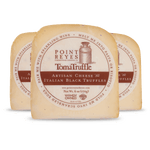 Point Reyes Toma Truffle cheese with label on a white background