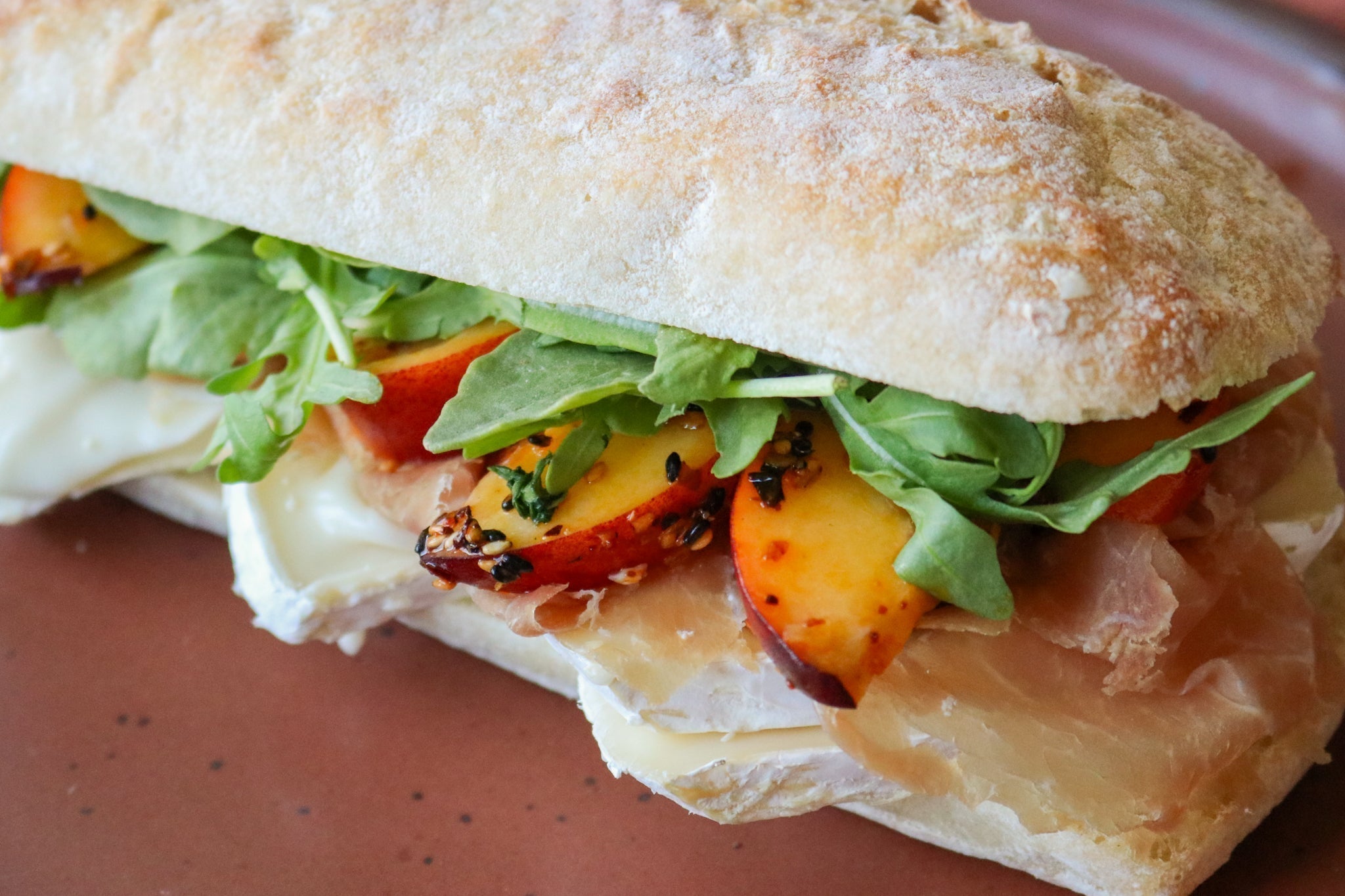 Peach and Brie Baguette sandwich