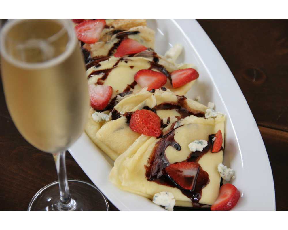 Crepes with Original Blue, Ricotta, Strawberries & Chocolate 
