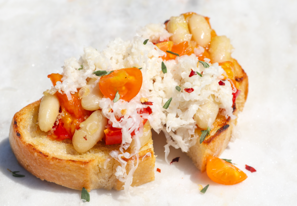 White Bean, Tomato and TomaTruffle Toast 