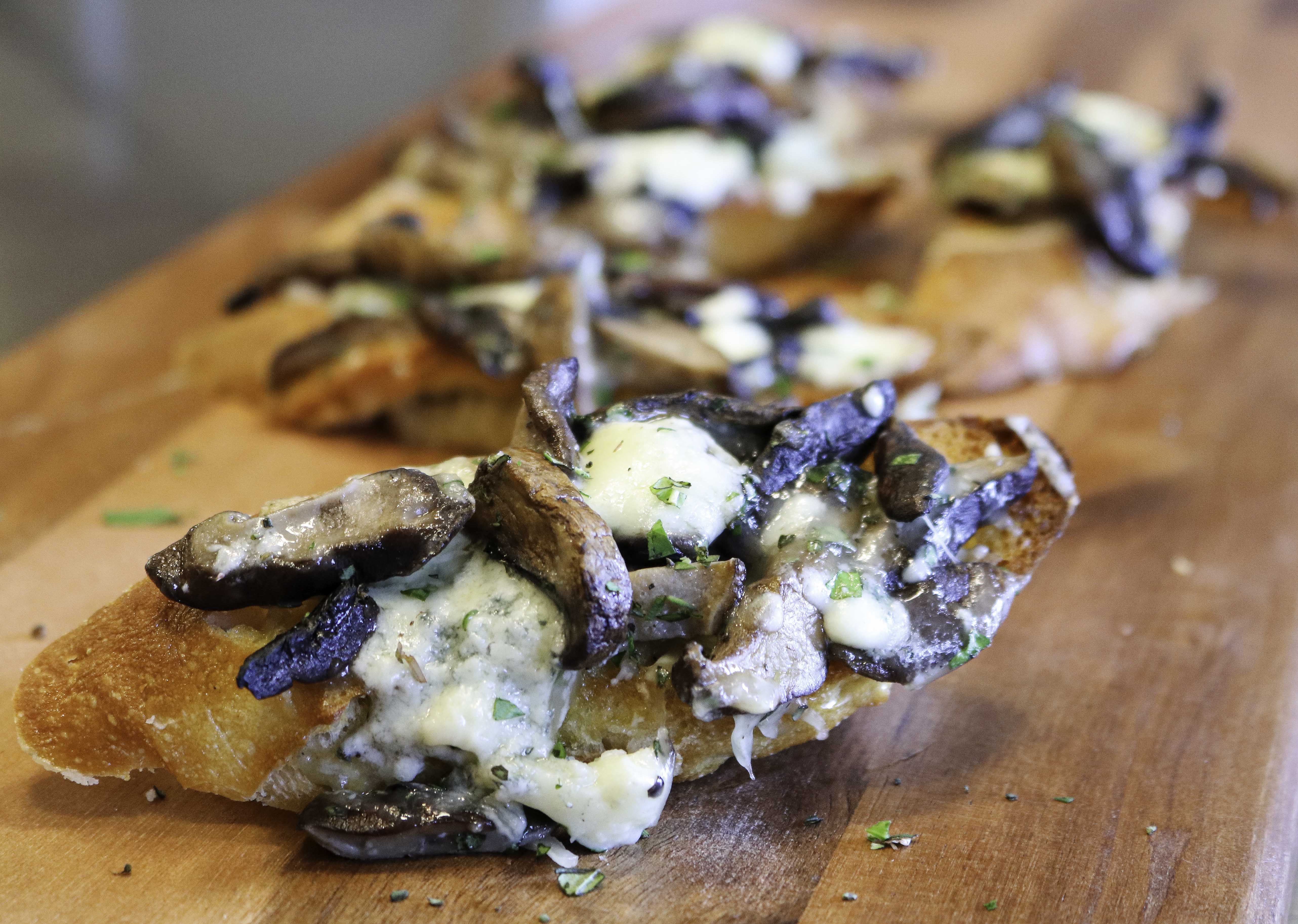 Crostini with Wild Mushrooms and Original Blue