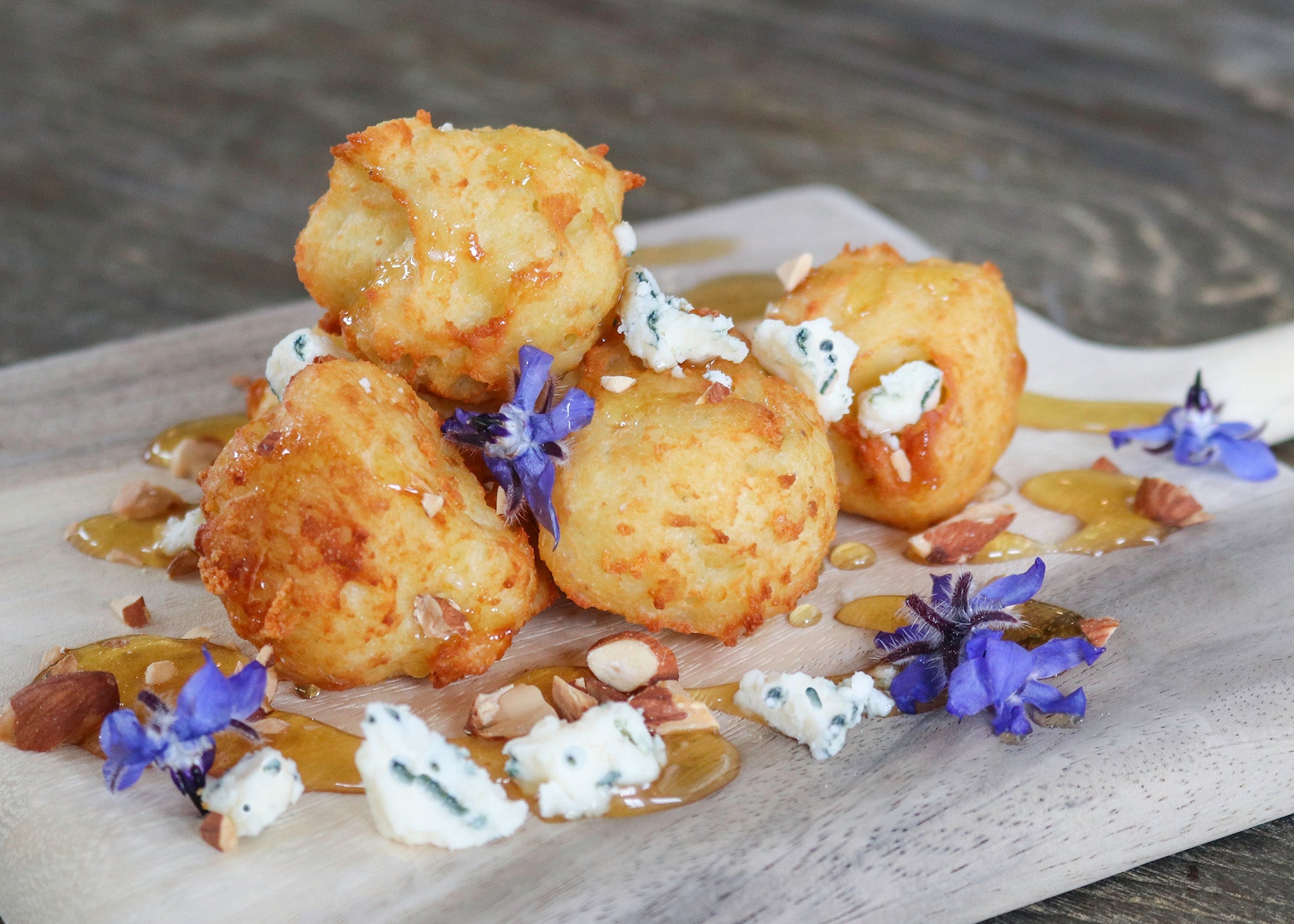 Original Blue Beignets with Honey & Almonds  