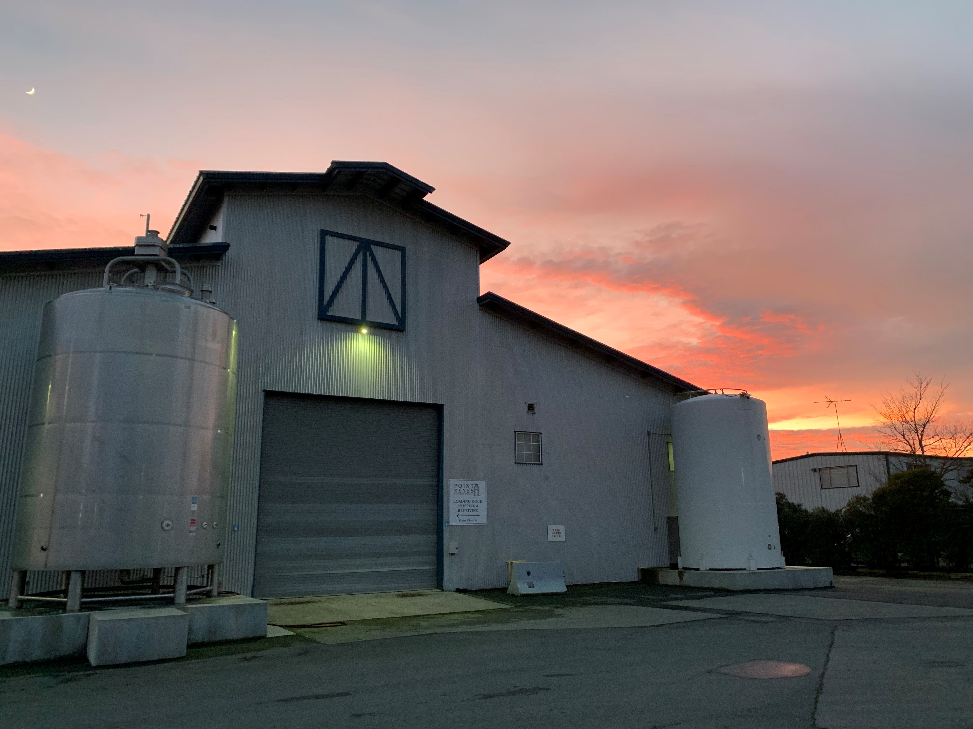 A building at sunset