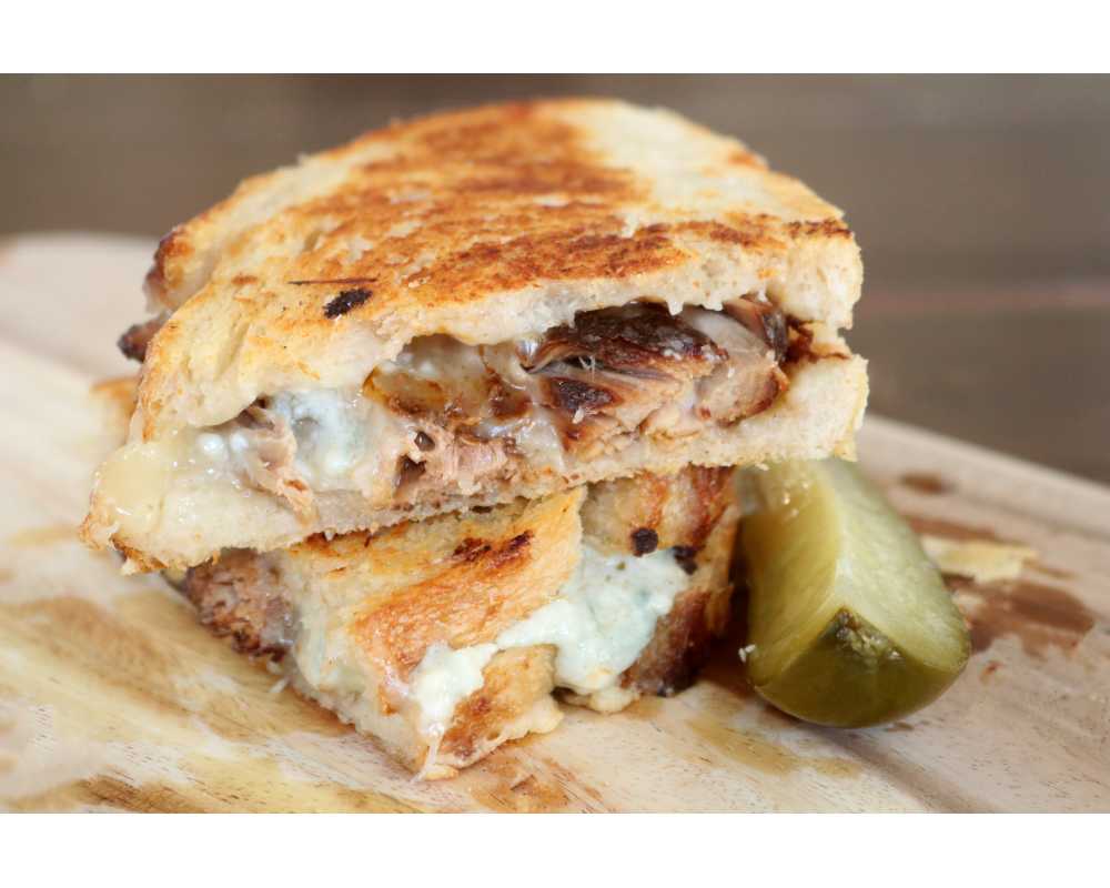 Grilled BBQ Pork Sandwich with Toma & Original Blue 