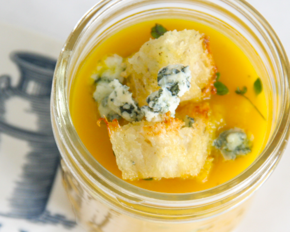 Pumpkin Soup with Point Reyes Original Blue Croutons 