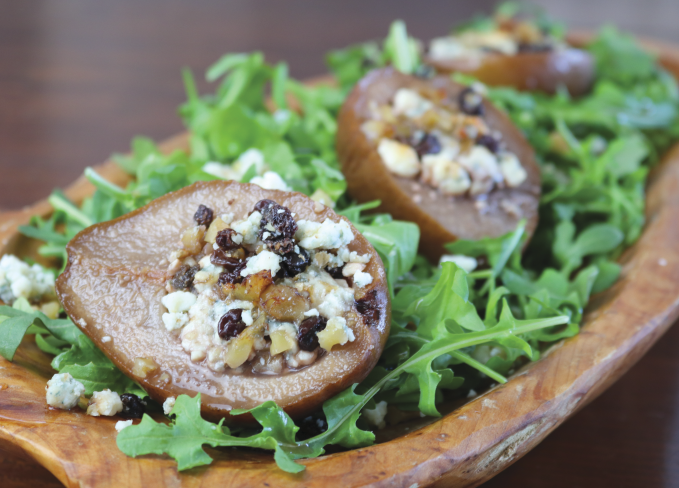 Arugula Salad with Roasted Pears + Original Blue 