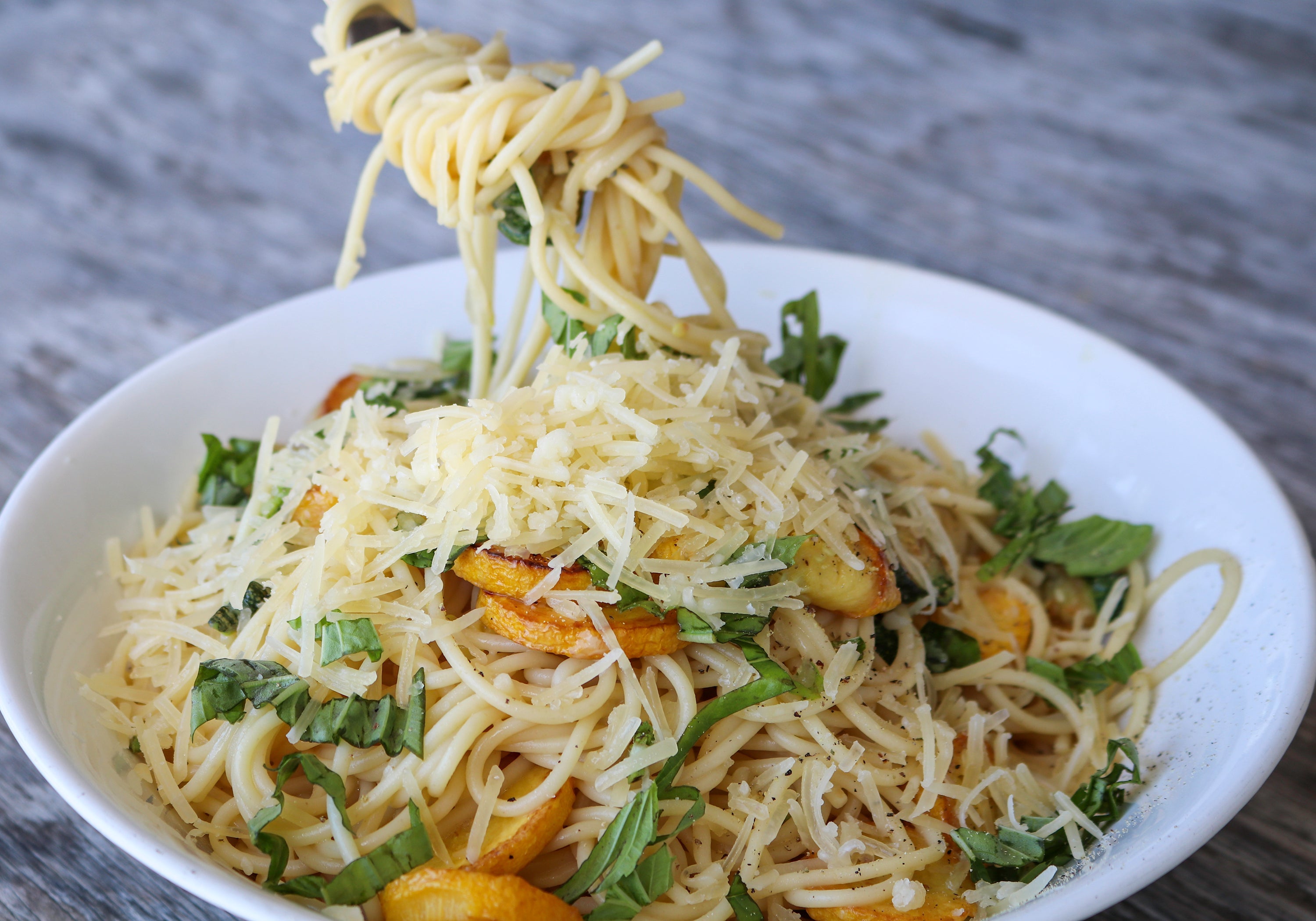 Summer Squash Pasta with Toma and Gouda