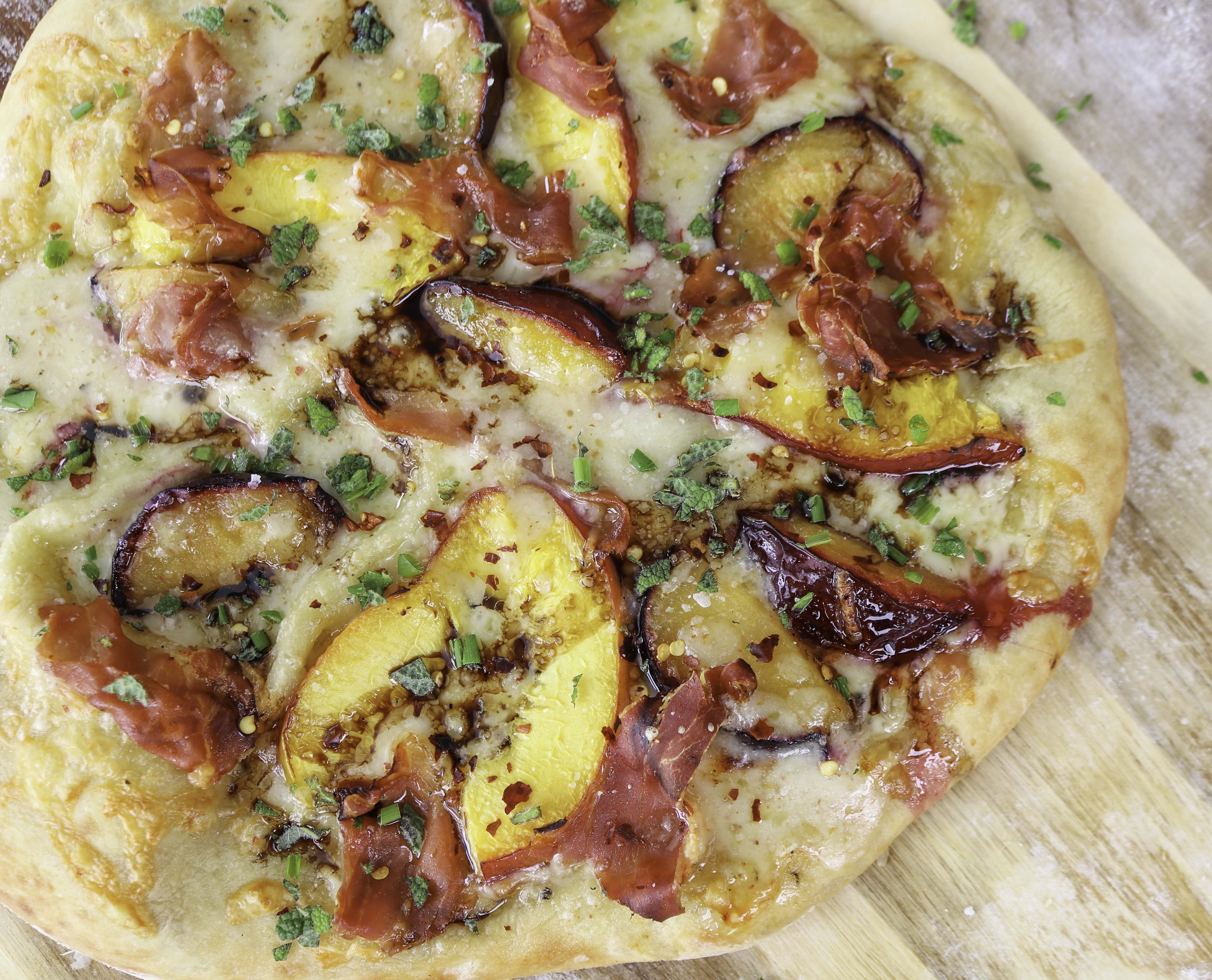 Stonefruit & Prosciutto Flatbread with TomaRashi