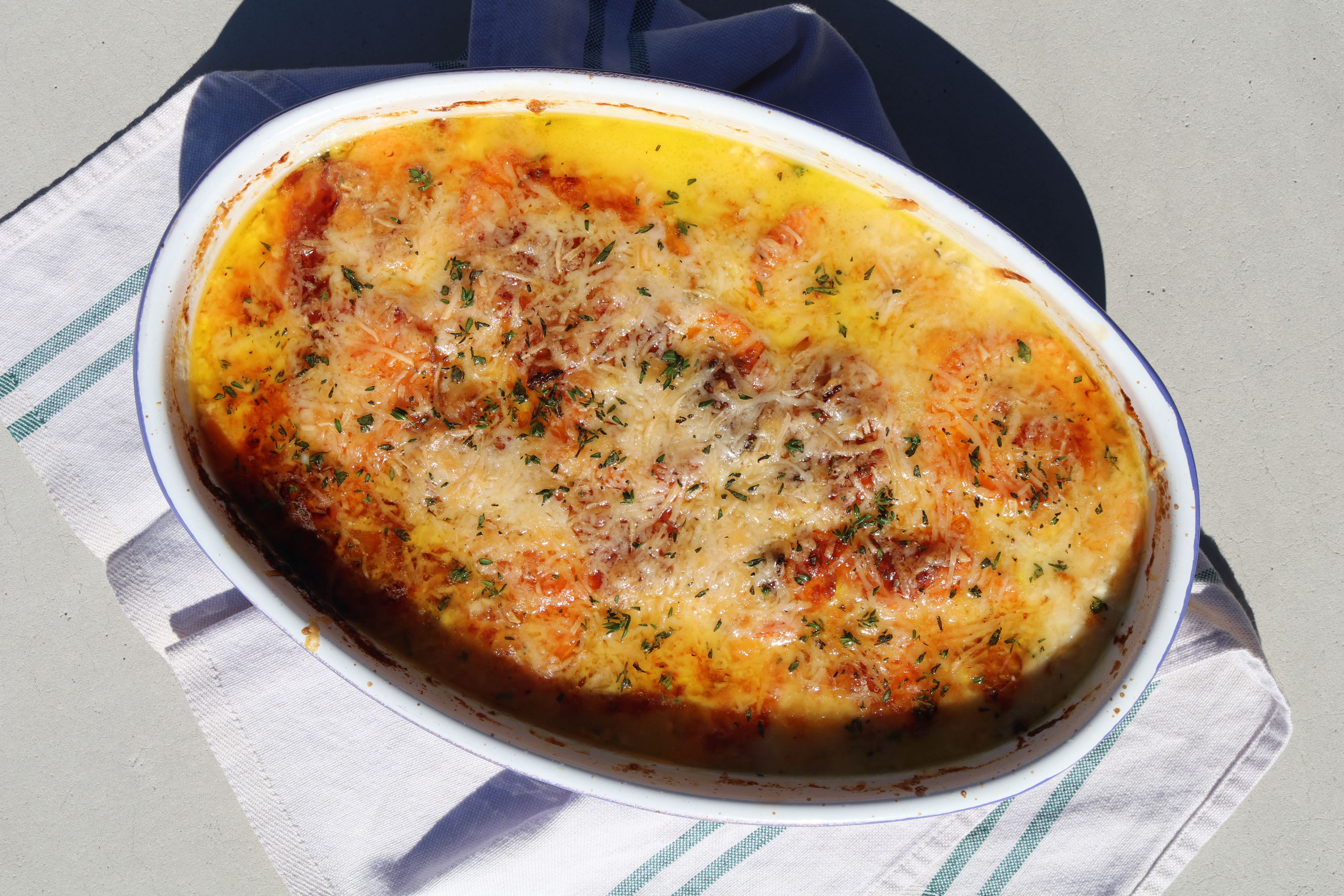 Sweet Potato Gratin with Toma & Aged Gouda 