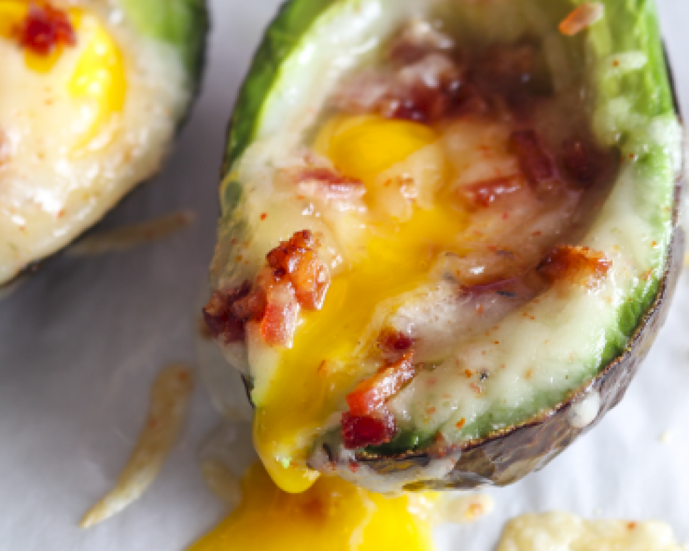Baked Avocado with Bacon, Eggs & Toma 