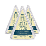 Three packages of Point Reyes Fennel Blue cheese on a transparent background