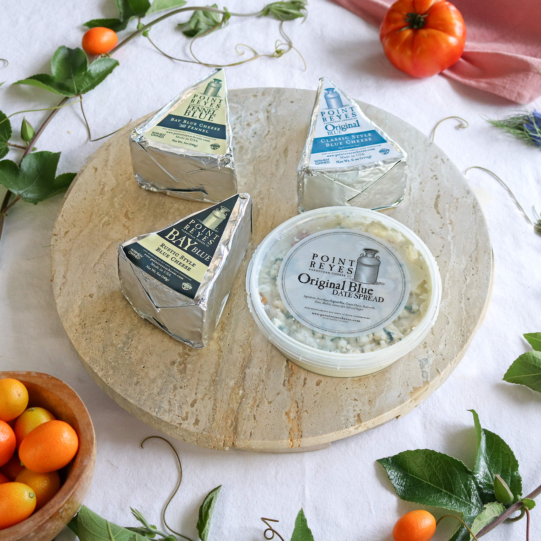 packaged shades of blue gift pack on a round board